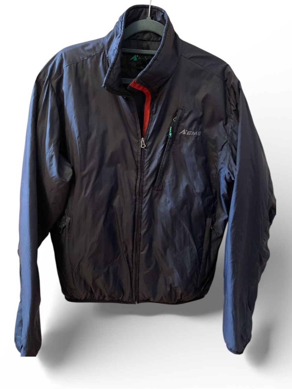 Eastern Mountain Sports Black Windbreaker with Red Trim